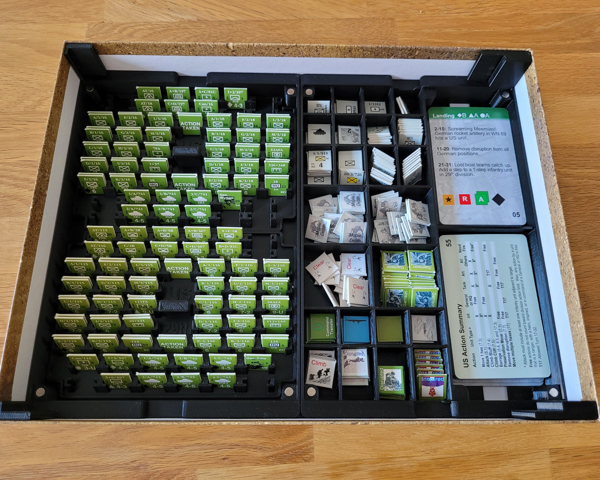 Insert jé-pico pour D-Day at Omaha Beach, rangement complet des armées, cartes et pions