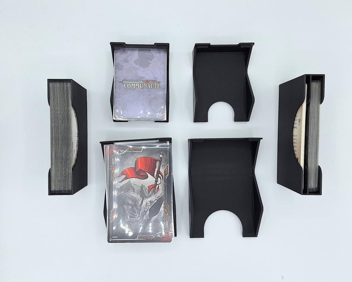 Boîtes de cartes convertibles en pioche et défausse, avec cartes protégées